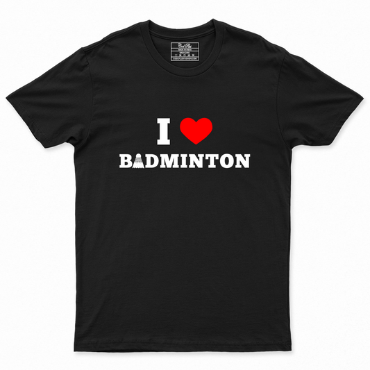 I Love Badminton Unisex Designer T-shirt